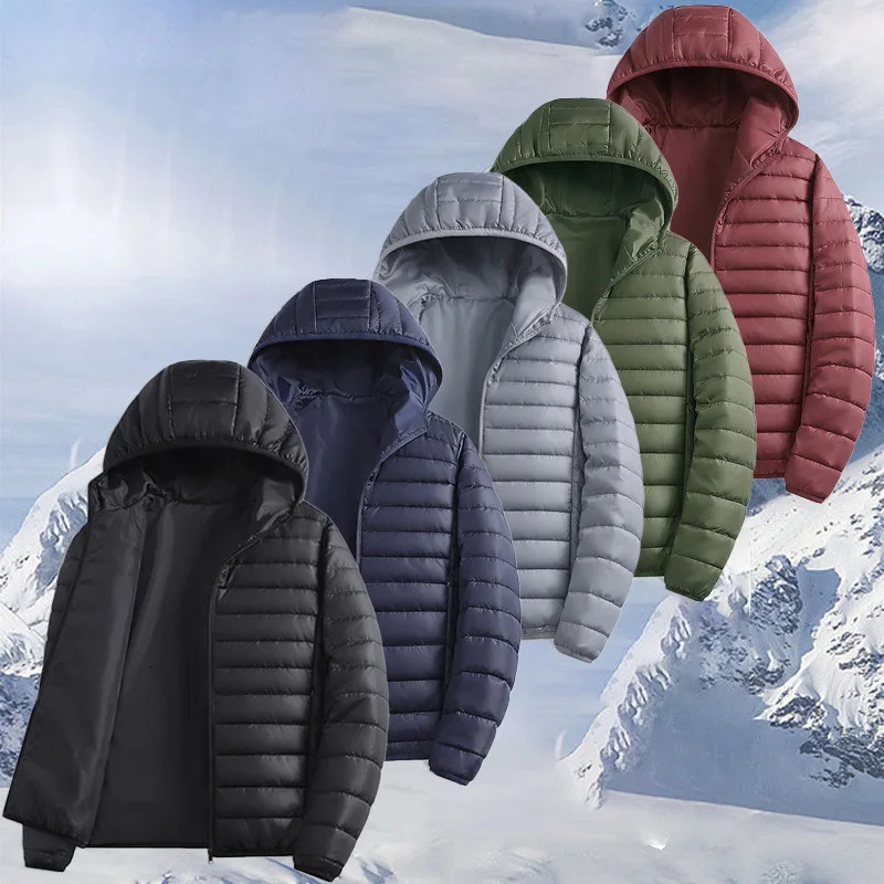Autumn Winter Mens Warm Hooded Jacket Loose Windproof Waterproof Casual Sports Style Quilted Coat 261016