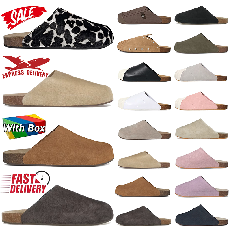 Designer slippers Adimule Slides Suede Clogs sandal G Women Men Flat Heels Beach Sliders Real Leather Double Buckle Cork womens mens Sandals Outdoor
