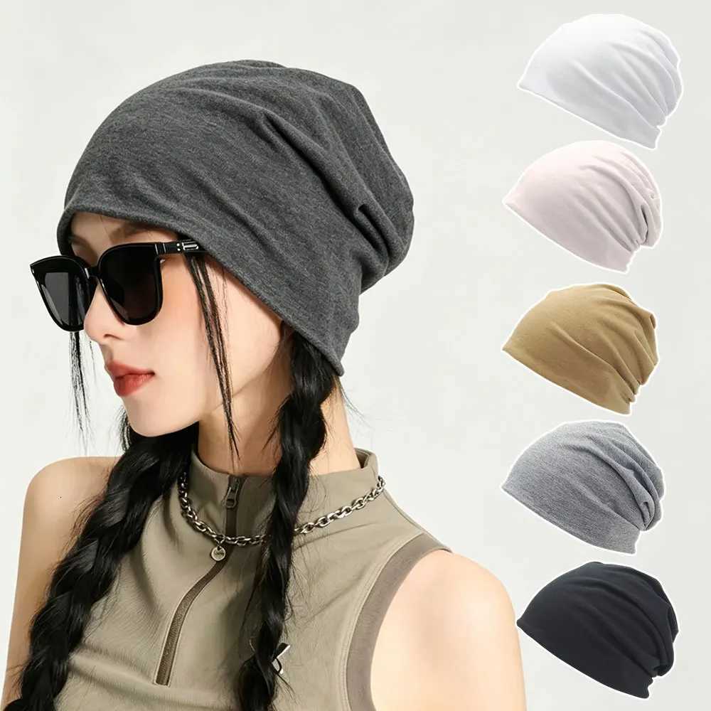 Beanie/Skull Caps Soft Stretch Slouchy Beanie Hat Hip-hop Stretch Cap Casual Solid Color Loose Baggy Head Wrap Sleep Stacked Hat Turban HeadwearT261
