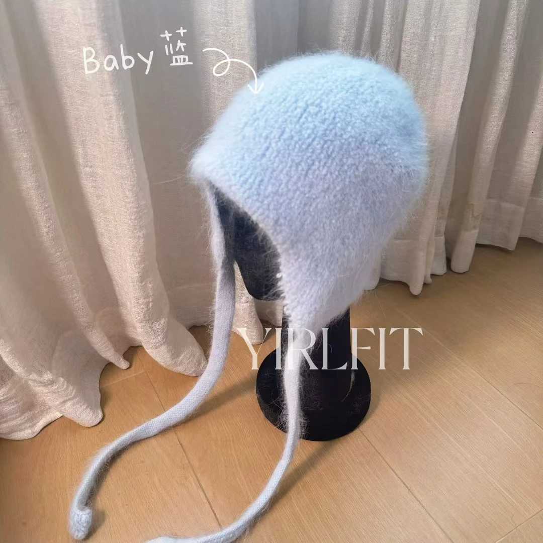 Beanie/Skull Caps 2025 NEW Winter Hat Real Rabbit Fur Winter Hats For Women Fashion Warm Hats Upgrade thickened extended Pullover scarf hat Q261017