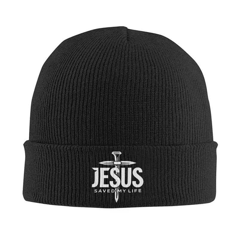 Beanie/Skull Caps Jesus Saved My Life Knit Beanie Hat with Sword Graphic Warm Winter Cuffed Skull Cap Unisex Religious Christian Gift 1 PieceT261017