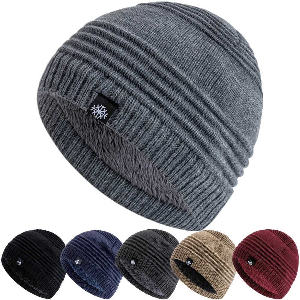Beanie/Skull Caps New Style Unisex Fur Lined Beanie Hat Keep Warm Winter Hat Thick Hat For Men And Women Snow Label Fashion Winter CapT261017