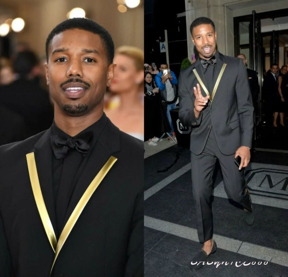 Black And Gold Men Suit Two Button Prom Dress Wear Shawl Lapel Two Pieces Wedding Tuxedos Custom Made Men Suits (Jacket+Pants+Tie) Slim Fit M14BS024