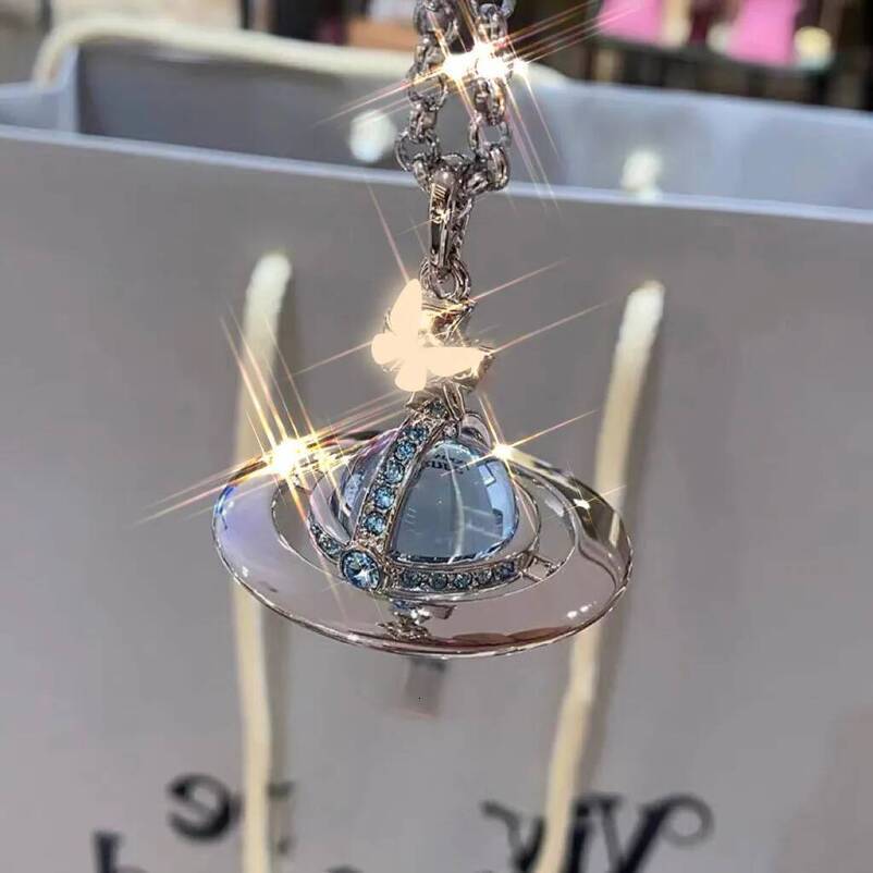 Pendant Necklace Pendant Necklace Designer Stereo Saturn Globe Medium Orb Drop Engraved 10Mm Sweater Chain drop For Women Light Luxury Jewelry Charm