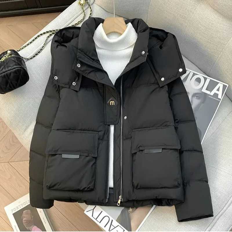 Women's Down Parkas Winter New 2026 Chic Down Cotton-Padded Jacket Women's Short Overcoat Korean Hooded Thick Warm Parka Fashion Loose Cot