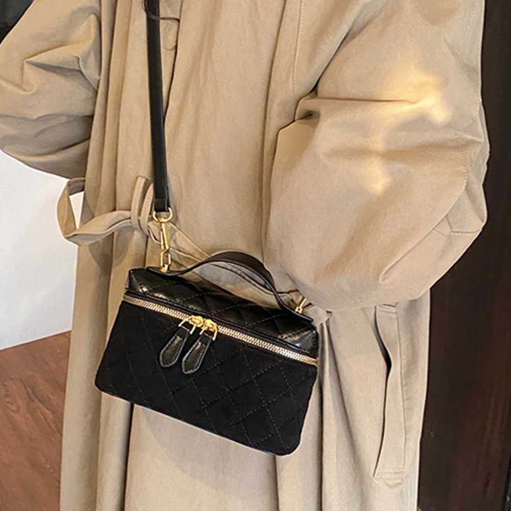Cross Body Lingge Box Shoulder Bag Suede Patchwork Women's Handbag Diamond Lattice Crossbody Bags for Women Mini Designer Bag NEW H261016