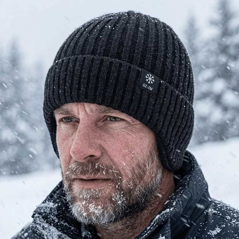 Winter Snowman and Snowflake Knitted Hat - High-end Warm and Thick Plush Lined Winter HatMen's Windproof and Cold-proof Gear S261017LSD8