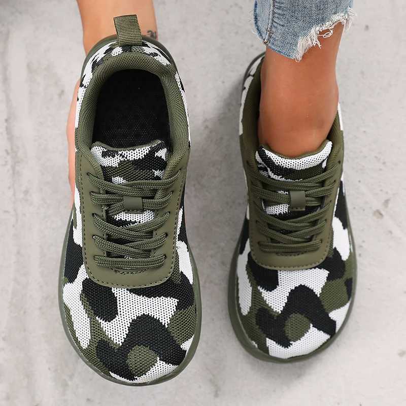 Casual Shoes Camouflage Women's Shoes WideToe Breathable Mesh Comfortable Flat Bottom Barefoot Shoes New Soft Sole Chaussure De Mens Sneakers H