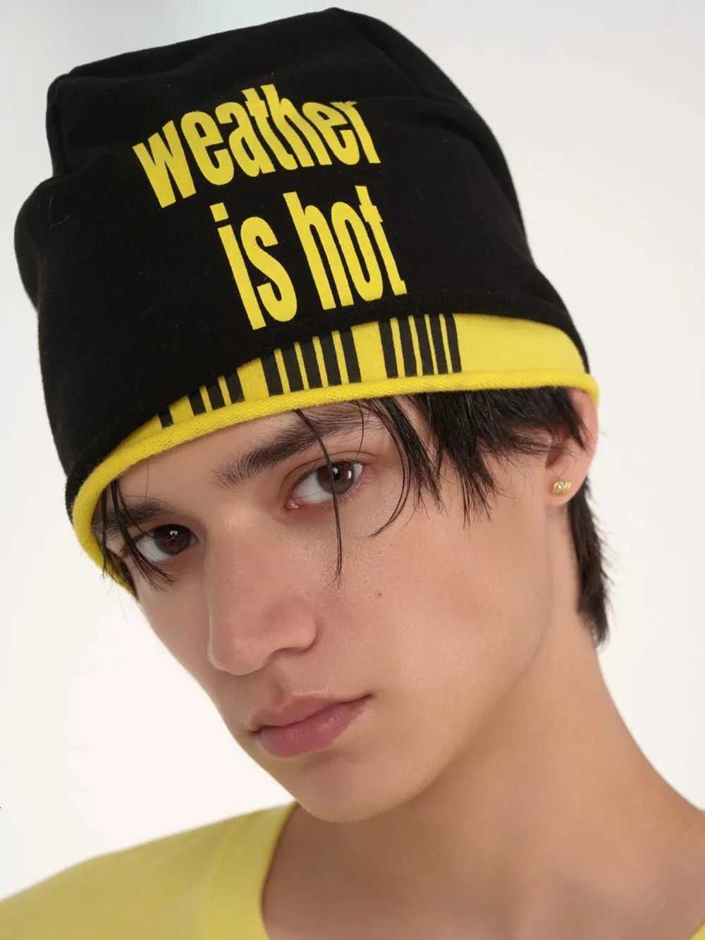 Beanie/Skull Caps Men Women Slouchy Stacked Beanie Raw Distressed Edge Letter Print Hip Hop Streetwear Casual Outdoor Skull Cap Unisex HeadwearT2610