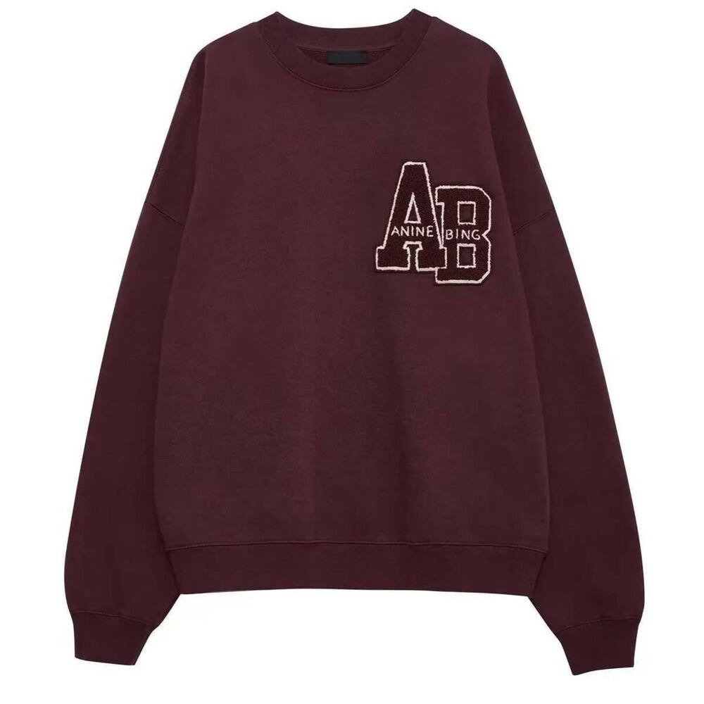 Aninehoodies Designer Sweatshirt Crew Neck Vintage Style Trendy Brand Thick Fleece Pullover Cotton Embroidery AB Letters Loose Thick Warm Anine Swea