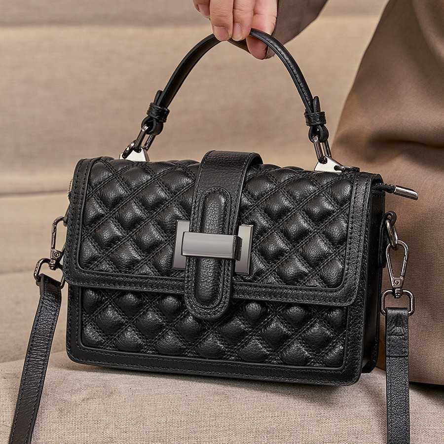 Women's Bag Summer Top Layer Genuine Leather Handbag 2025 Trendy Fashion Versatile Textured Quilted Crossbody Bag