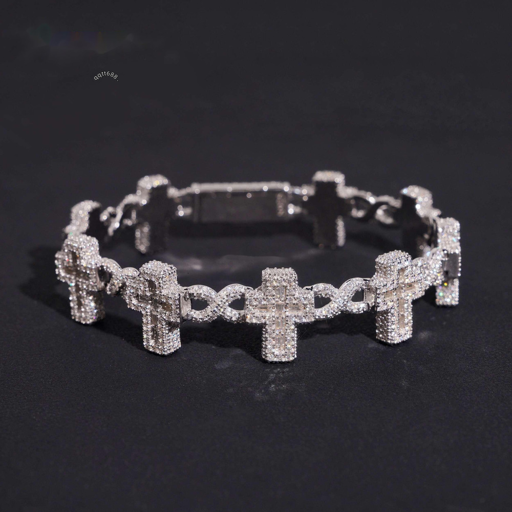 Pass Diamond Tester Fire Jewelry Rapper Hip Hop FL Moissanite Iced Out GRA Certificate S925 Silver Cross Infinity Bracelet