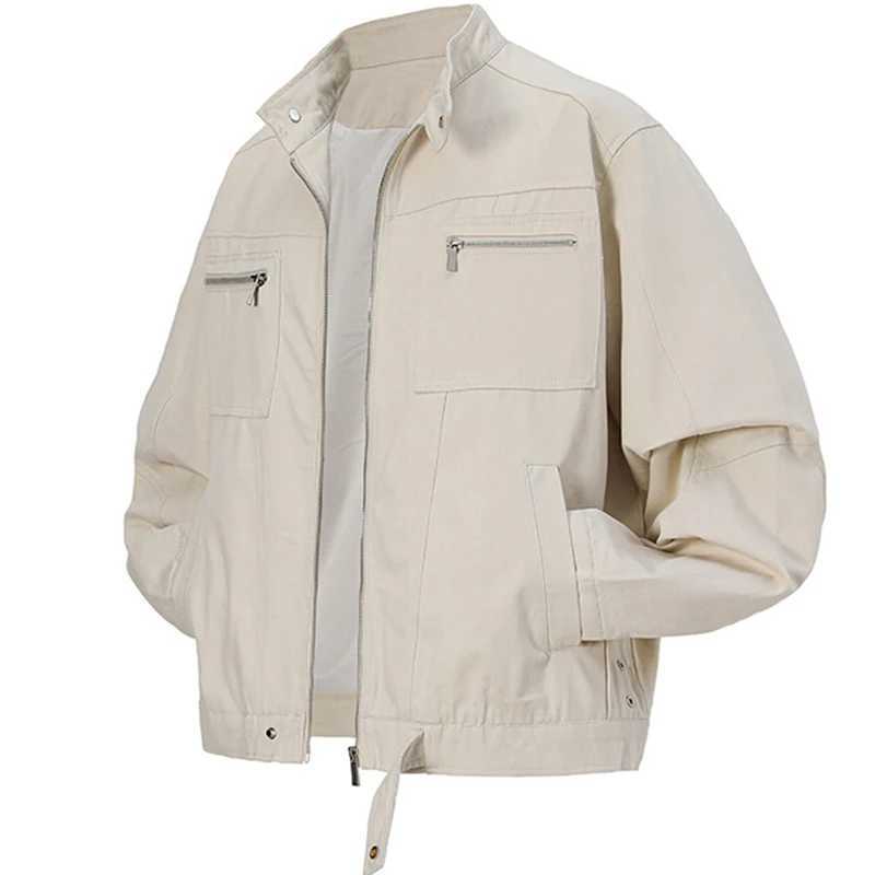 Spring New Arrival Men's American Style Jacket Solid Color Vintage Outdoor Zipper Cargo Coat Casual Stand Collar Outdoor Jackets S261017VVL6