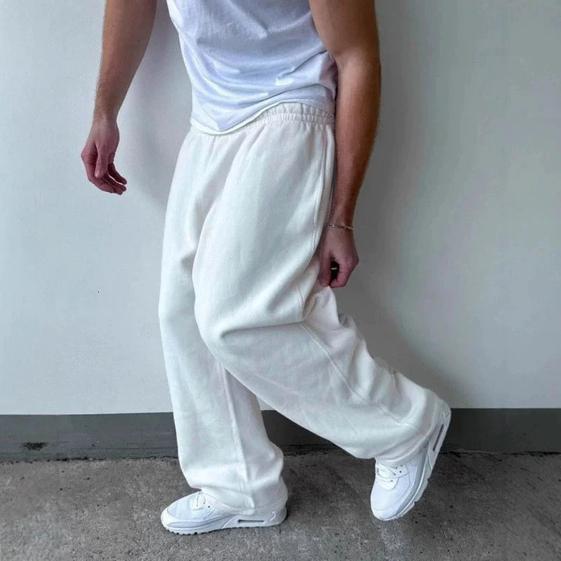 Autumn Winter ManWoman Jogging Straight Sweatpants Street Style Wide Leg Pants Casual Solid Colors Versatile Loose Mens 261016