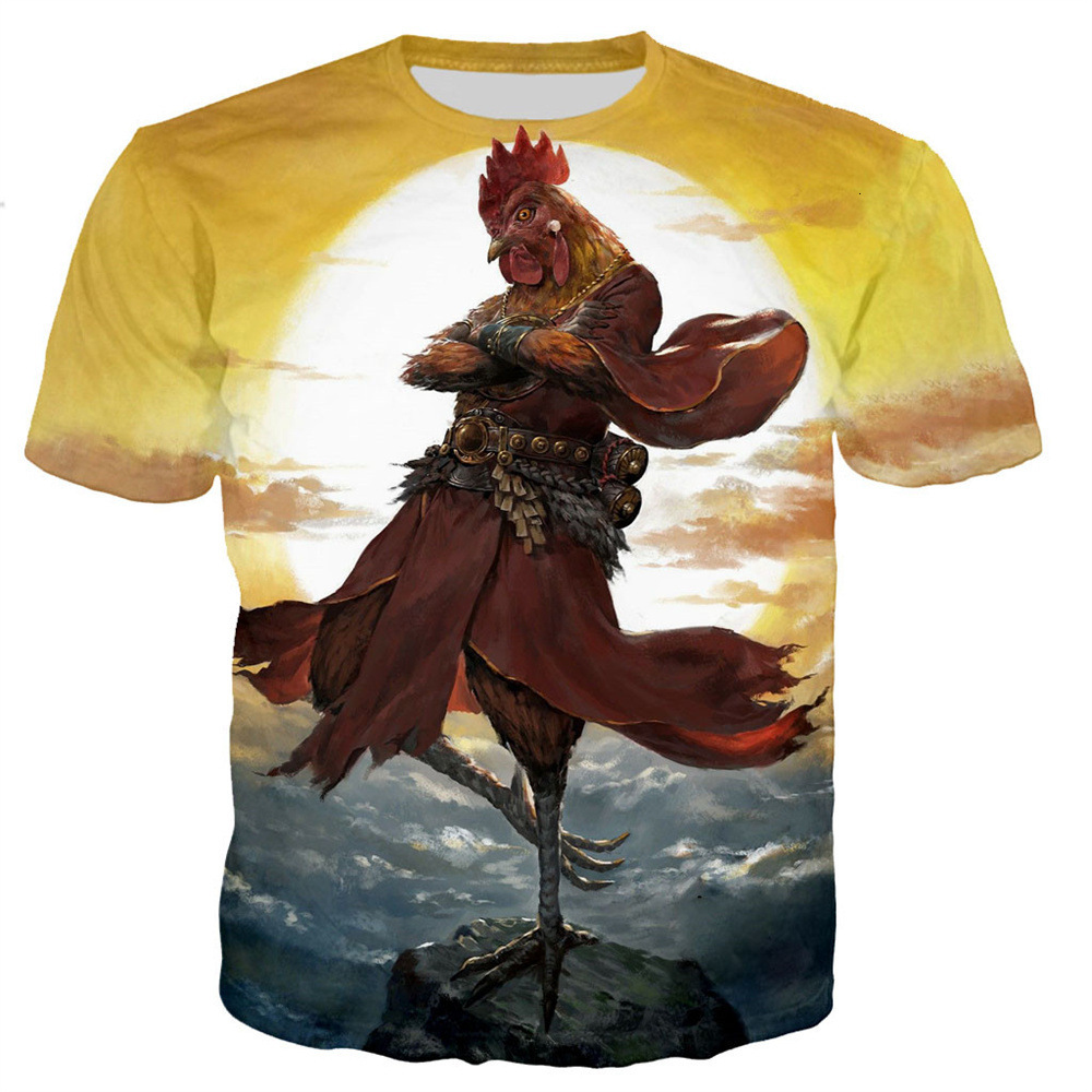 2026 CLOOCL Independent Store Best-Selling 3D Digital Rooster And Hen Print Men's T-Shirt Round Neck Short Sleeve Top Wholesale Free Shipping