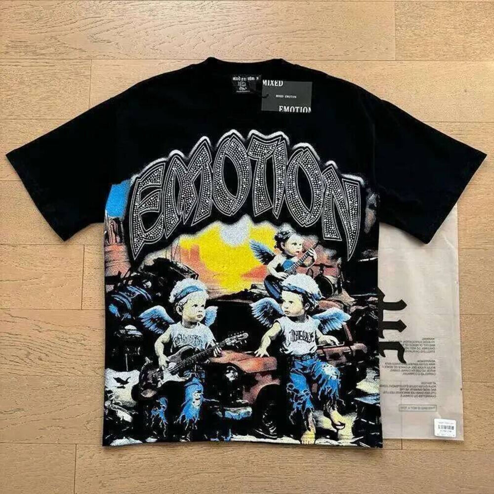 MIXED EMOTION T Shirts Men Women Couple Angel Print Summer Top Tee Round Neck Short Sleeve Emotions Shirt B6c