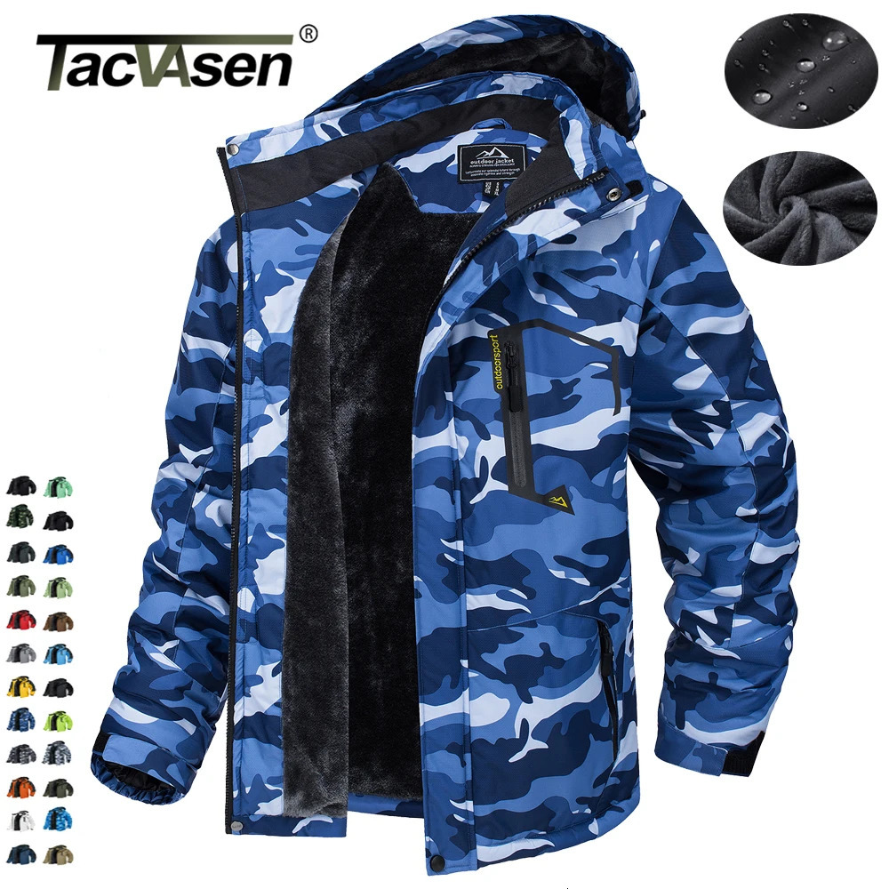 TACVASEN Fleece Lining Mountain Jackets Mens Hiking Outdoor Removable Hooded Coats Ski Snowboard Parka Winter Outwear 261016
