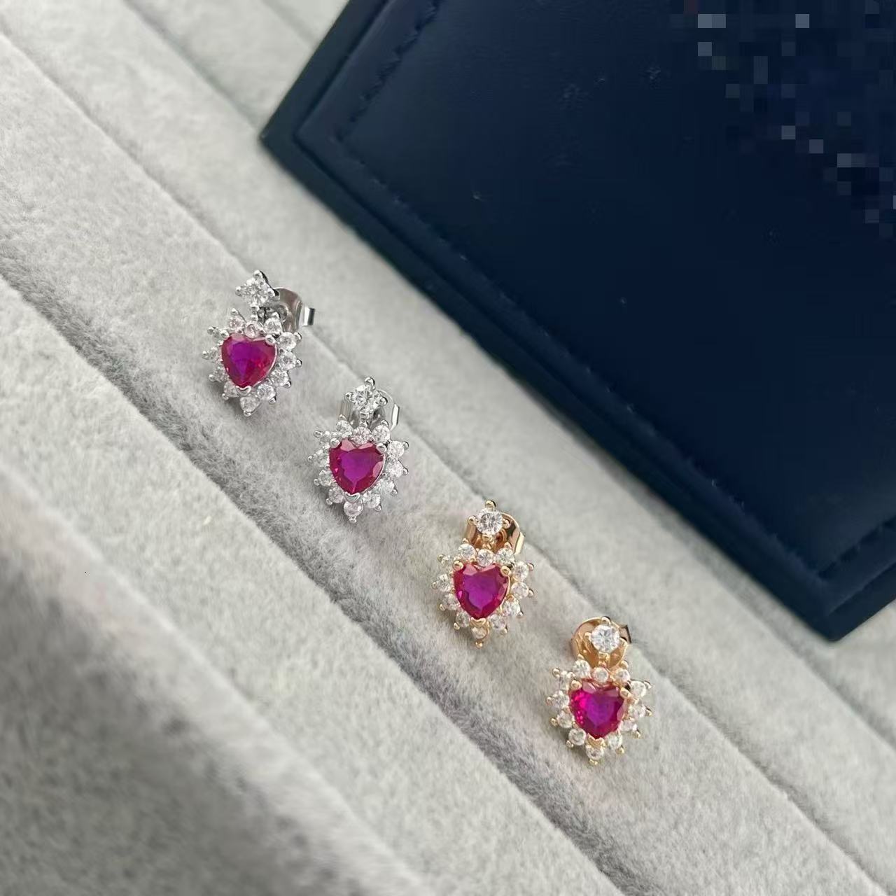 Chopardlies Chopardity Dainty Stud Earings Designer Chopars Happy Diamond Earring For Woman Diamond Earring New Product Heart-shaped Red Diamond Stu