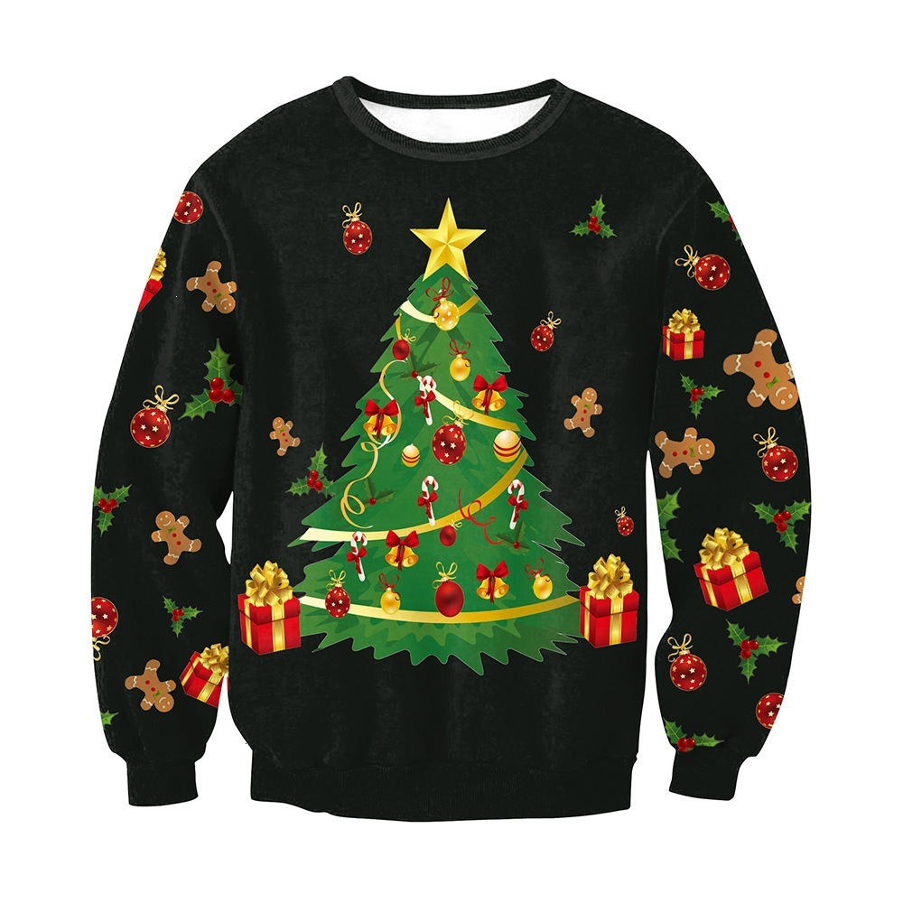 2026 European American And Men's Christmas Collection 3D Digital Print Crewneck Sweatshirt Free Shipping