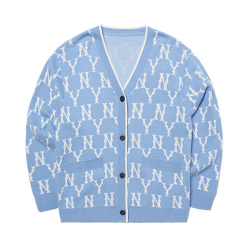 Spring New Couple Knitted Sweater Vintage Old Flower NY/B Cardigan Men and Women Casual Loose Versatile Coat 3 3