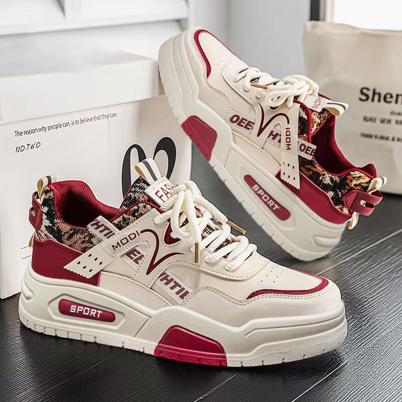 parfumMen 's Shoes 2026 New Spring Internet Celebrity Hit Versatile Leather Casual Board Shoes Student Height Increasing Sports Trendy Shoes fo