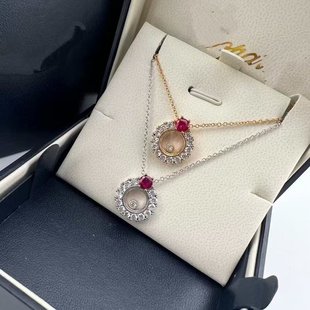 Chopardlies Chopardity Jewelry Necklace Chopars Happy Diamond Designer Necklace For Woman Man Full-Diamond Dynamic Round Trendy Elegant Collarbone C