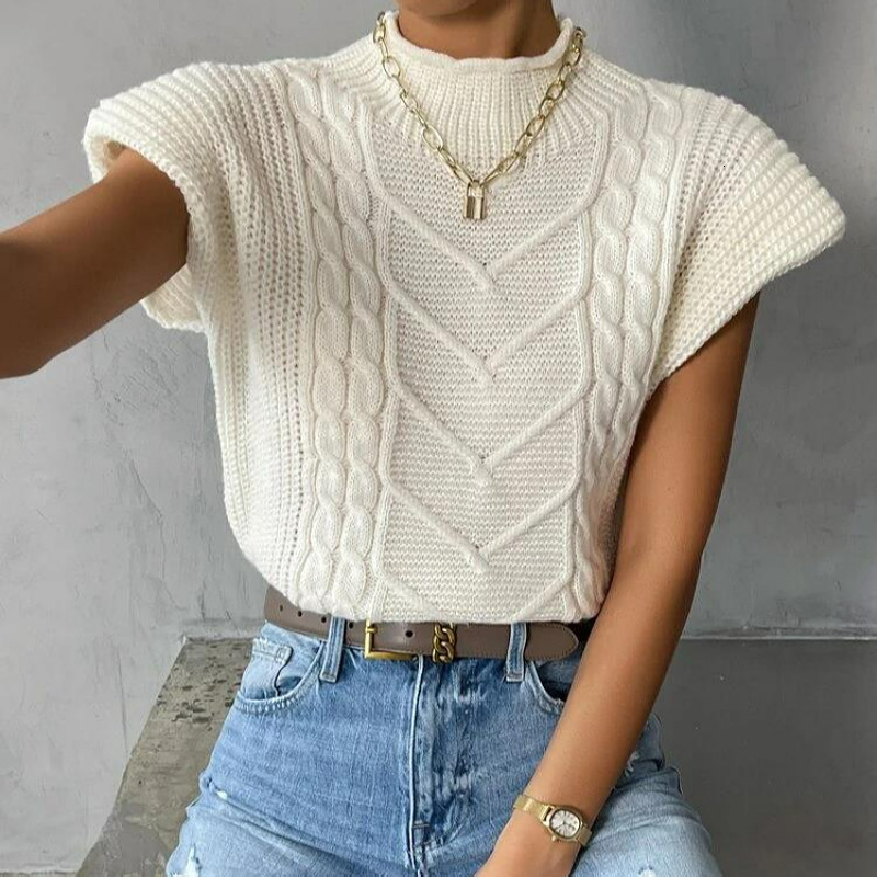 Foreign Trade Amazon 2026 Spring Autumn New Fashion Women's Sweater European And American Style Twisted High Collar Vest For Women