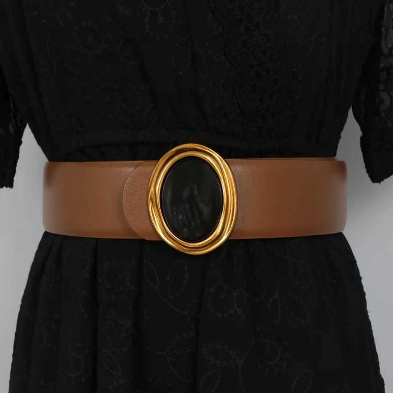 Buckle Fashion Oval Women's New Cowhide Decoration Paired with t Dress Waist Belts Women's Retro Luxury Design Belt M261016