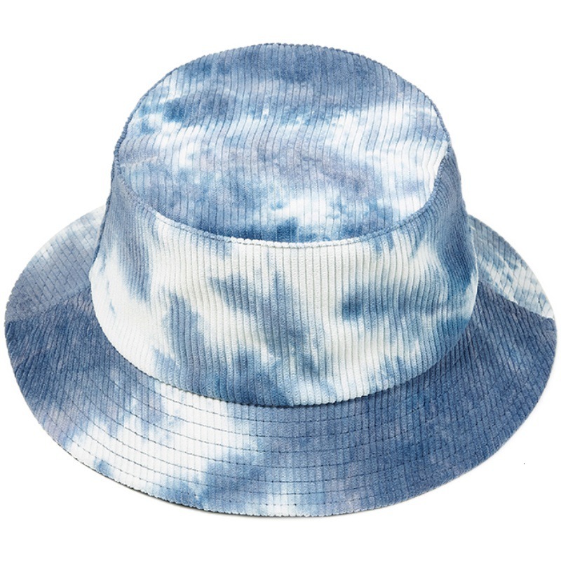 New autumn winter tie-dye corduroy bucket hats, Korean-style trendy brand, Japanese-style versatile sun hats for men and women