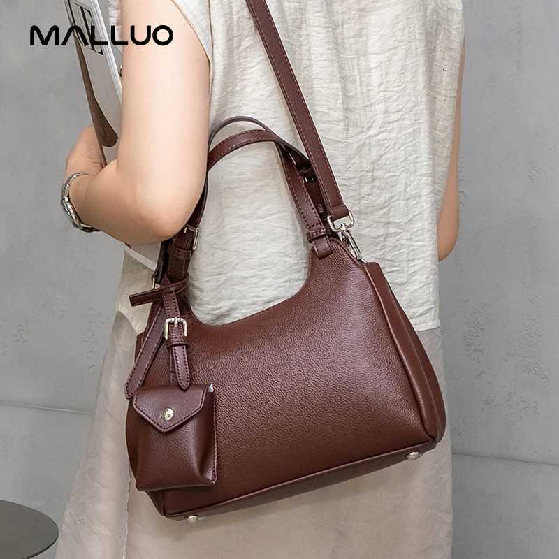 Evening Bags Women's Genuine Leather Handbag Top Layer Cowhide Shoulder Purse with Detachable Front Pocket Crossbody Bag H261016