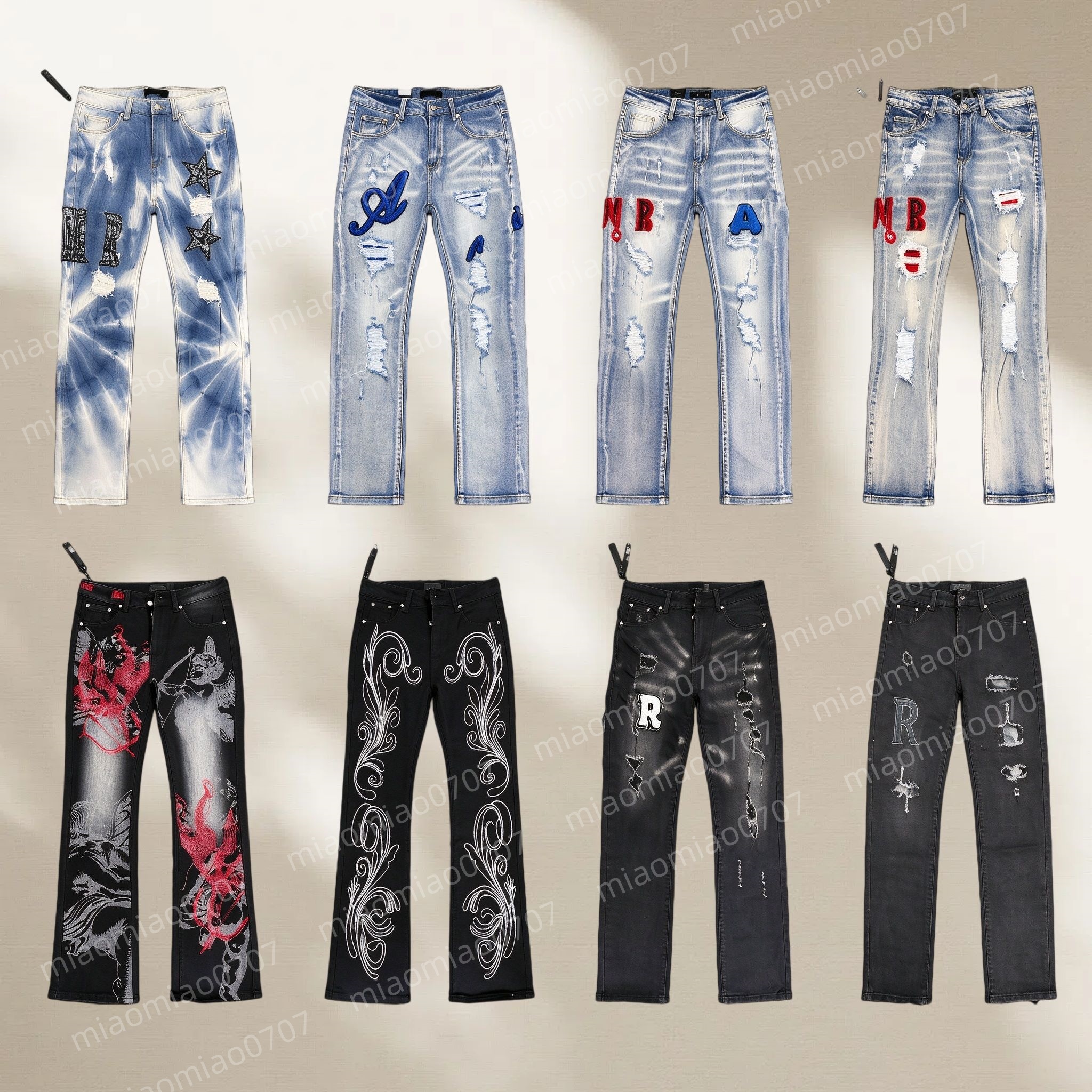 men skinny jeans designer jeans men pencil pants hole cotton print hip hop black jeans streetwear white trousers fashion pants high-end quality slim