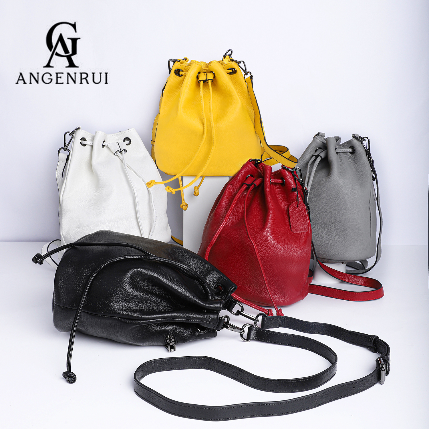 New Genuine Leather Bucket Bag, Multifunctional Handheld Small Handbag, Fashionable Single Shoulder Crossbody Bag For Women Suotong261015