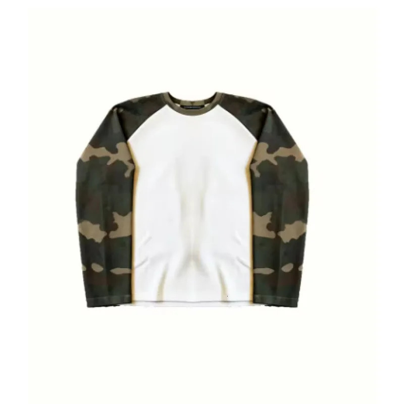 American Street Casual Fashion Long Sleeve TShirt Camouflage Color Matching Waffle Crew TShirt Autumn and Winter Style 261016