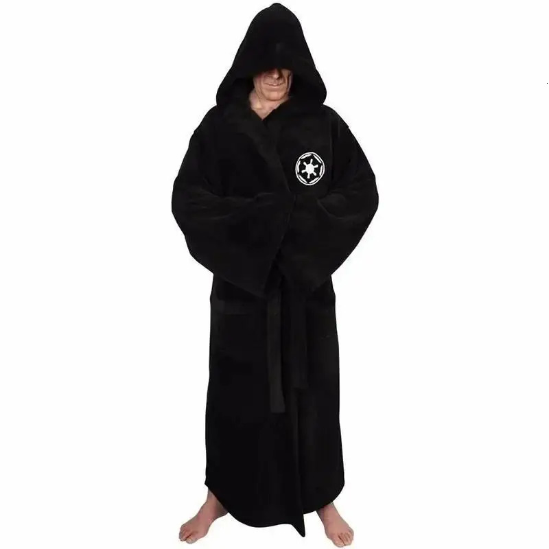 Jedi Cosplay Nightgown Male Homewear Flannel Robe With Hooded Thick Star Dressing Gown Empire Mens Bathrobe Winter 261017
