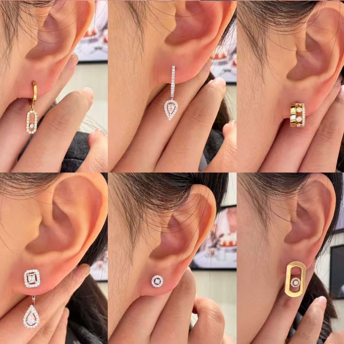 Mesikaa Stud Earrings Designer Messikaas Fashion Earring For Woman Ear Jewelry Diamond Sliding Smart Glossy Earrings Fashion Earrings