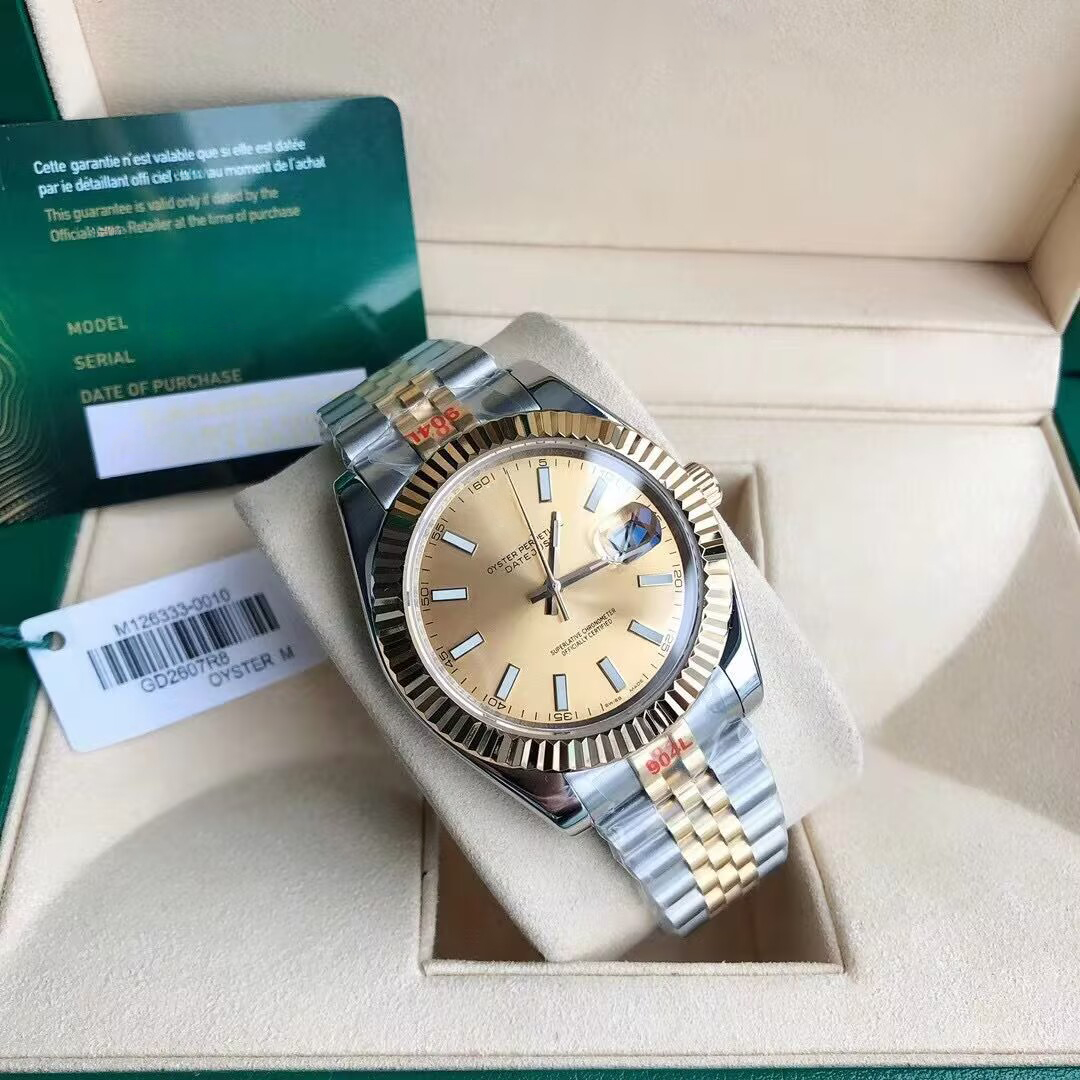 Luxury mens watch automatic movement watches men casual designer 41MM high-quality waterproof stainless steel two-tone gold strap mechanical Gold di