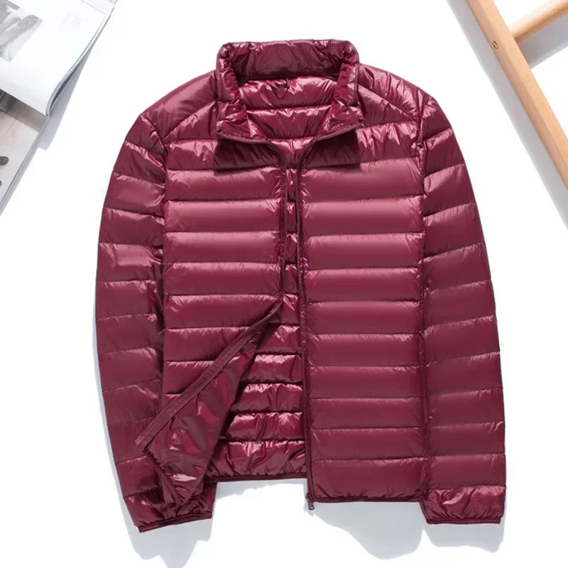 Men's Ultra Light Standing Collar Down Jacket Travel Ultra Light and Portable Series Jacket Warm Foldable White Duck Down 261016