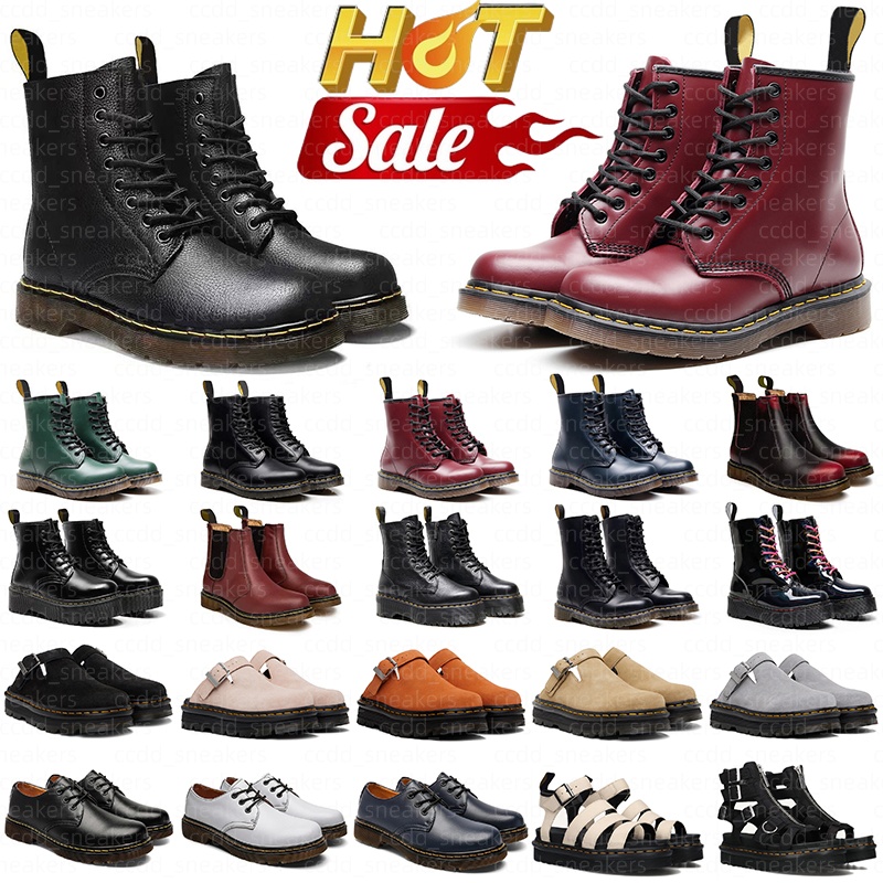Free Shipping Designer Martinshoe Chunky Heel Ankle Martens Boots durable sandals for men womens Slip-On Mules Anti-Slip Sole Vintage Streetwear Dre