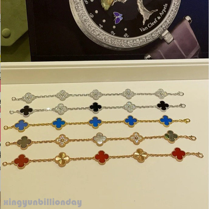 Designer Jewelry vca bracelet Four-Leaf Clover Five-Flower Bracelet Women Real White Mother-Of-Pearl vanly cliff bracelet