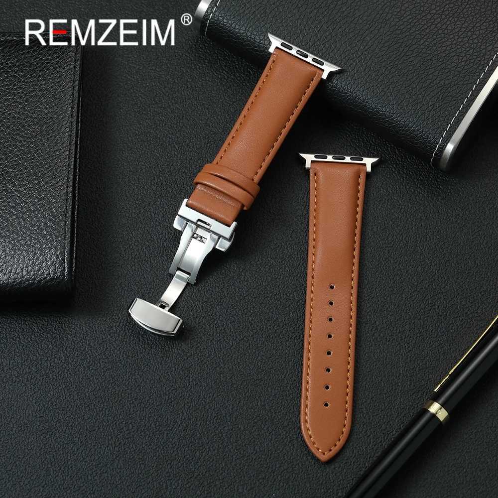Business Watchband for Watch 49/46/45/44/42/41/40/38mm Soft PU Leather Strap For IWatch 1-10 Ultra SE 2 Wristwatch Band Q261016