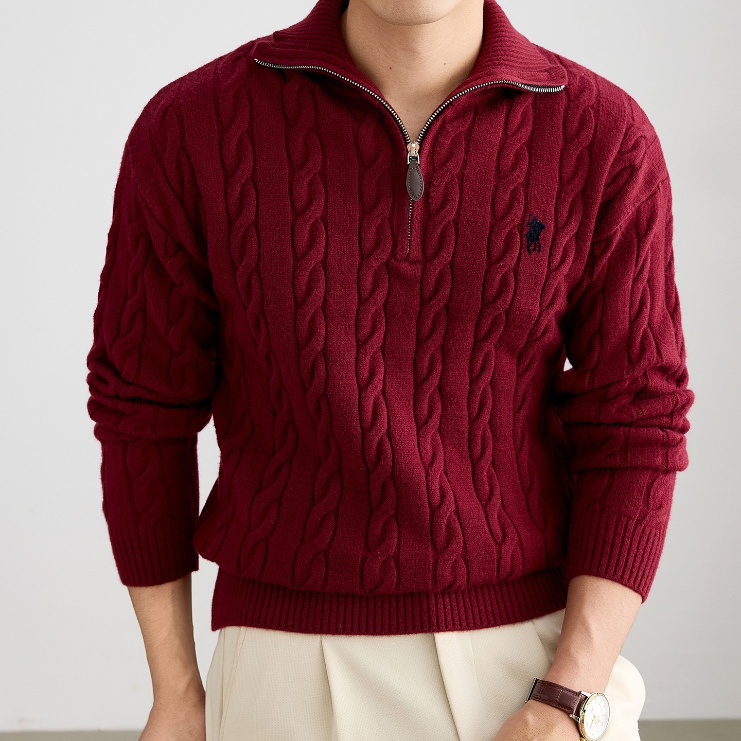 Autumn Winter New Sweater High-End Brand Classic Embroidery Fashion Casual Mock Neck Men's Jacquard Knitted Pullover 26Y1017