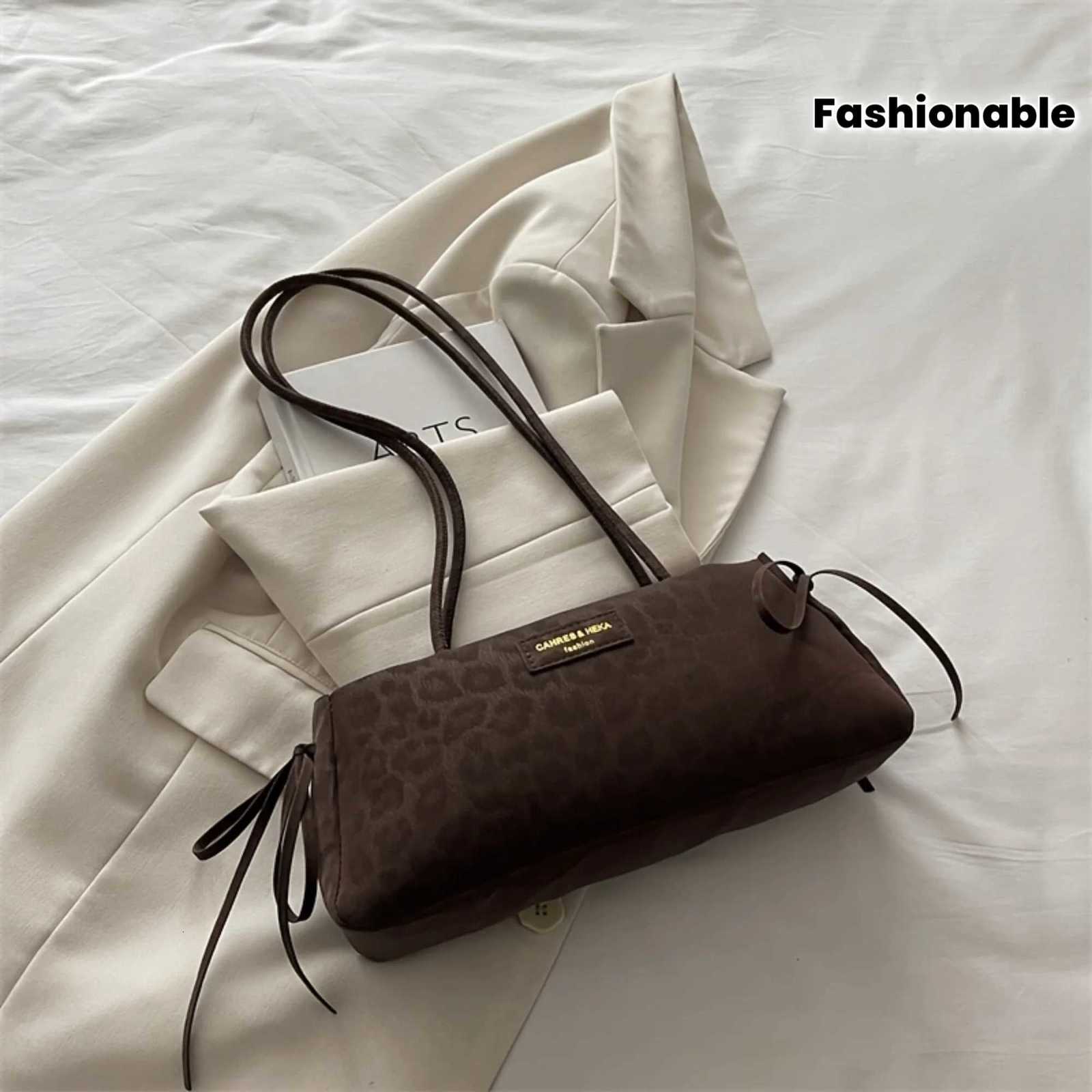 Shoulder Bags Ladies' Crossbody Bag vintage Leopard Print Bow Shoulder Bag Large Capacity Textured Commuting Bag H261016