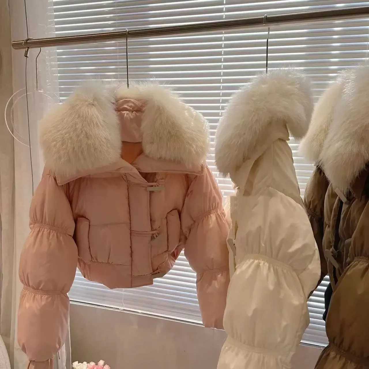 Women's Down Parkas Women's Winter Top Coat Down Cotton Jacket Patchwork Short Fur Collar Parkas Thicken Warm Simple Comfortable Niche Ver