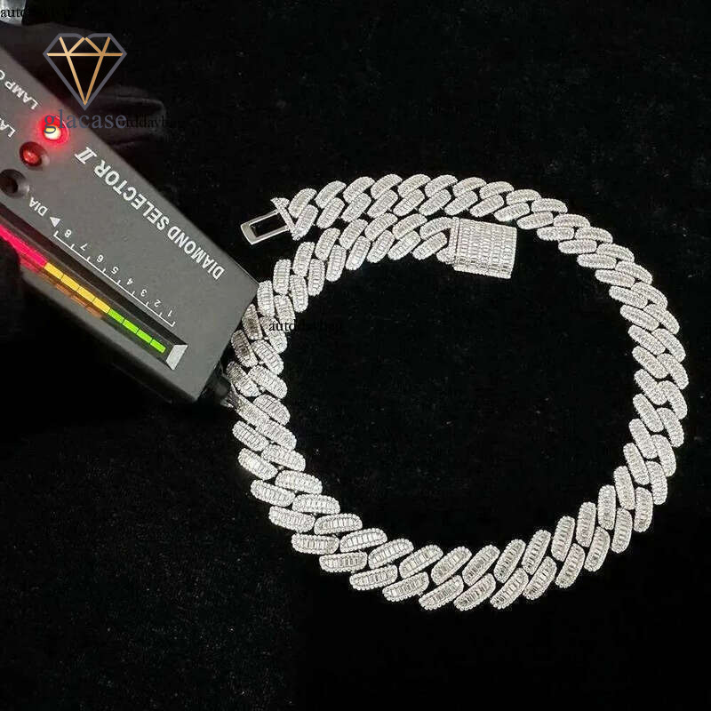 hip hop jewelry cuban link chain 15mm s sier fashion necklace iced out fully vvs baguette moissanite dia men necklaces