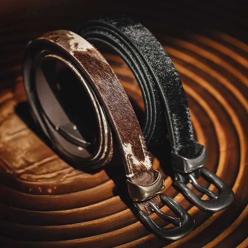 Blk Maden Belt Womens Leather Leopard Print Narrow Cowhide Belt with Pin Buckle Fashion Female Waist cessories M261016