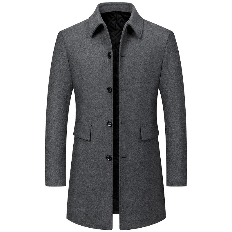 Winter 25% Wool Men Thick Coats Turn Down Collar Male Fashion Woolen Blend Outerwear Coats High Quality Trench Jackets Man 261015