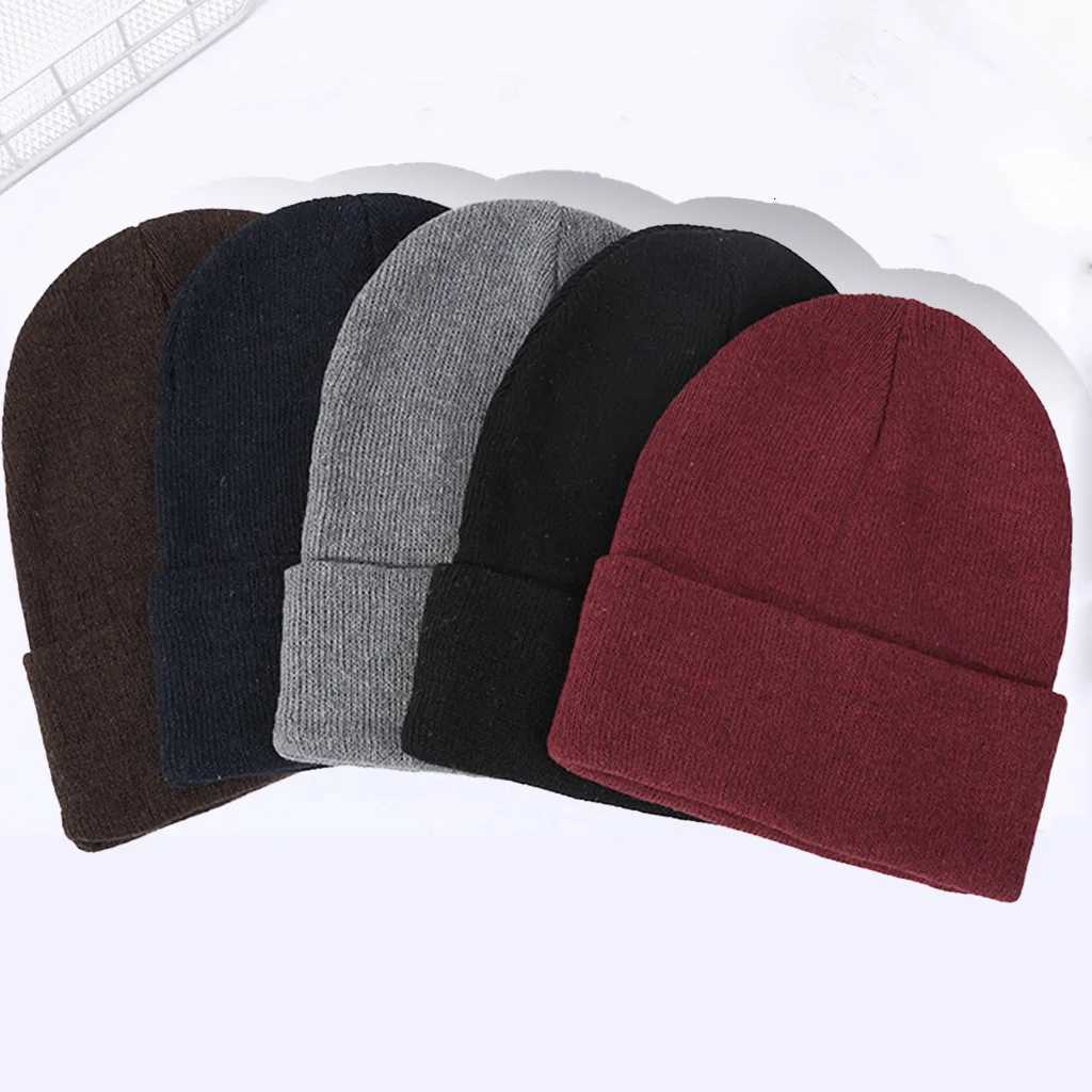 Beanie/Skull Caps Winter Hats for Men Woman New Beanies Knitted Solid Cute Hat Girls Autumn Female Beanie Caps Warmer Bonnet Ladies Casual Cap Q2610