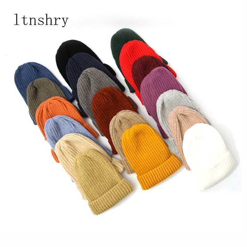 Beanie/Skull Caps New Womens Beanie Hat Warm Autumn Women Wool Knit Beanie Hat Cuff Beanie Watch Cap for Girls Spring Skull Hats for FemaleT261017