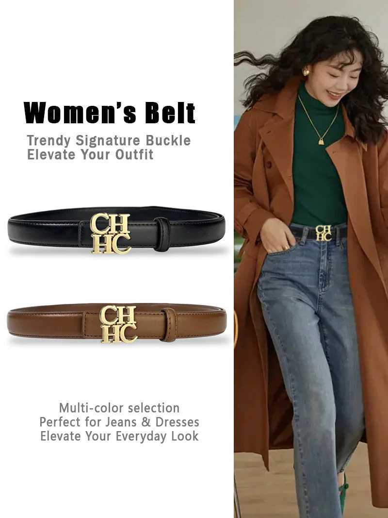 Belts for Women Luxury Golden Letter Buckle Belt Black Faux Leather One Size Plus Size Friendly S261017GTDT