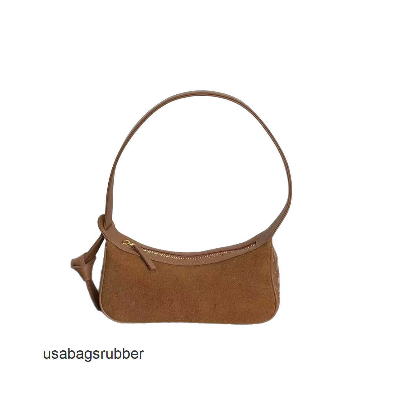 Soft Suede Purse 26 new season fashion versatile item suede woven baguette-style underarm zippered shoulder bag for women with Curved Crescent Silho
